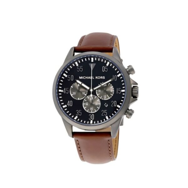Michael Kors Men’s Quartz Brown Leather Strap Black Dial 45mm Watch MK8536