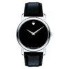 Movado Men’s Quartz Swiss Made Leather Strap Black Dial 38mm Watch 2100002