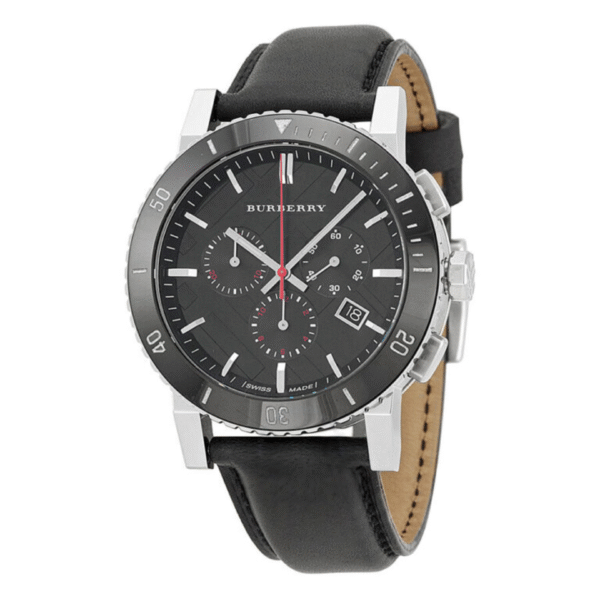 Burberry Men’s Quartz Black Leather Strap Black Dial 42mm Watch BU9382