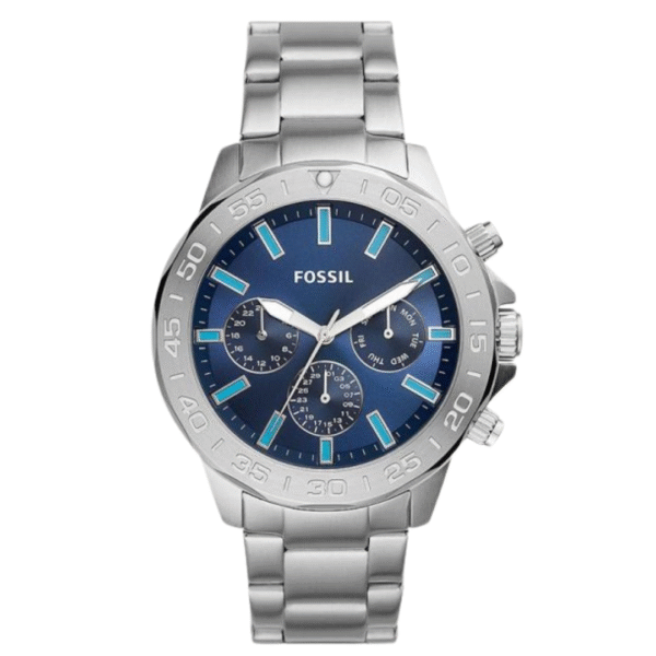 Fossil Men’s Quartz Silver Stainless Steel Blue Dial 45mm Watch BQ2503