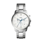 Fossil Men’s Chronograph Quartz Silver Stainless Steel White Dial 44mm Watch FS5433