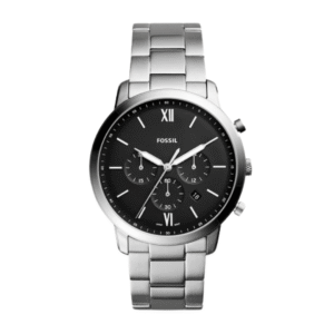 Fossil Men’s Chronograph Quartz Silver Stainless Steel Black Dial 44mm Watch FS5384