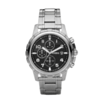 Fossil Men’s Chronograph Quartz Silver Stainless Steel Black Dial 45mm Watch FS4542