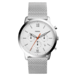 Fossil Men’s Chronograph Quartz Silver Stainless Steel White Dial 44mm Watch FS5382