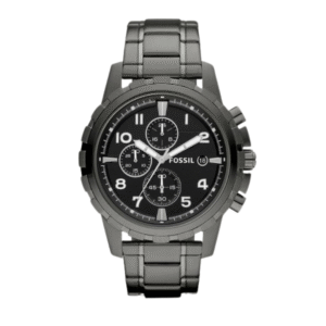 Fossil Men’s Chronograph Quartz Grey Stainless Steel Black Dial 45mm Watch FS4721