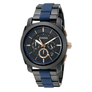Fossil Men’s Quartz Chronograph Two-tone Stainless Steel Black Dial 45mm Watch FS5164